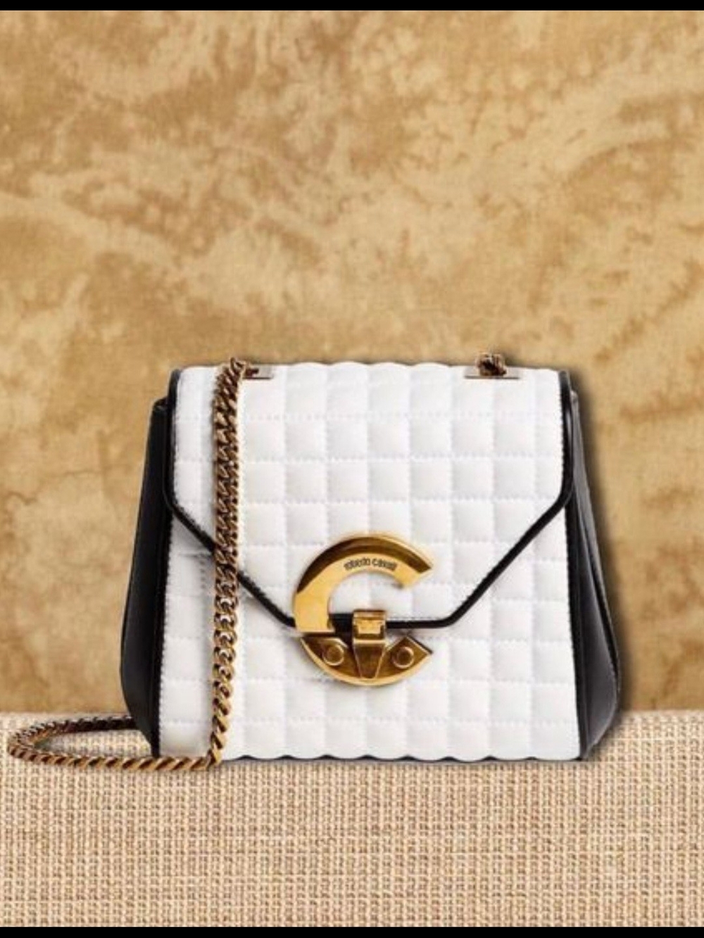 Roberto Cavalli Quilted Brass Bag